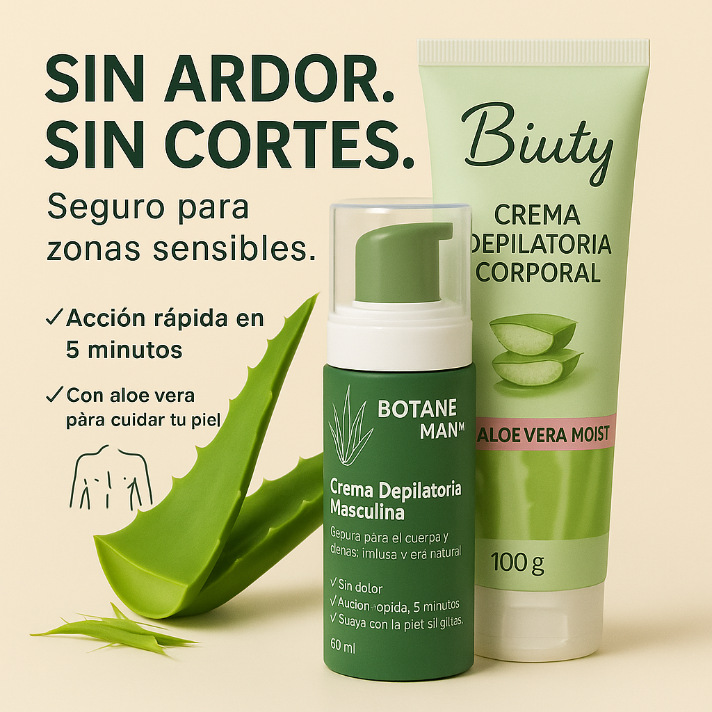 Botane Man – Crema Depilatoria Masculina con Aloe Vera (Resultados en 5 min)