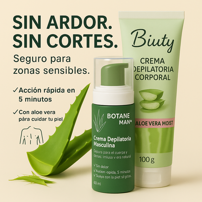 Botane Man – Crema Depilatoria Masculina con Aloe Vera (Resultados en 5 min)